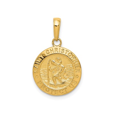 14k Gold Saint Christopher Protection Pendant Vintage Religious Travel Necklace