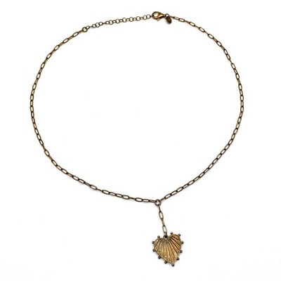 Sterling Silber 925 Stachel geriffelt Herz Lariat Anhänger Halskette Bronzefarben Goth