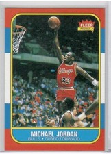  Michael Jordan 1986-1987  Fleer Reprint Rookie Card Chicago Bulls #57-132 (RC). rookie card picture