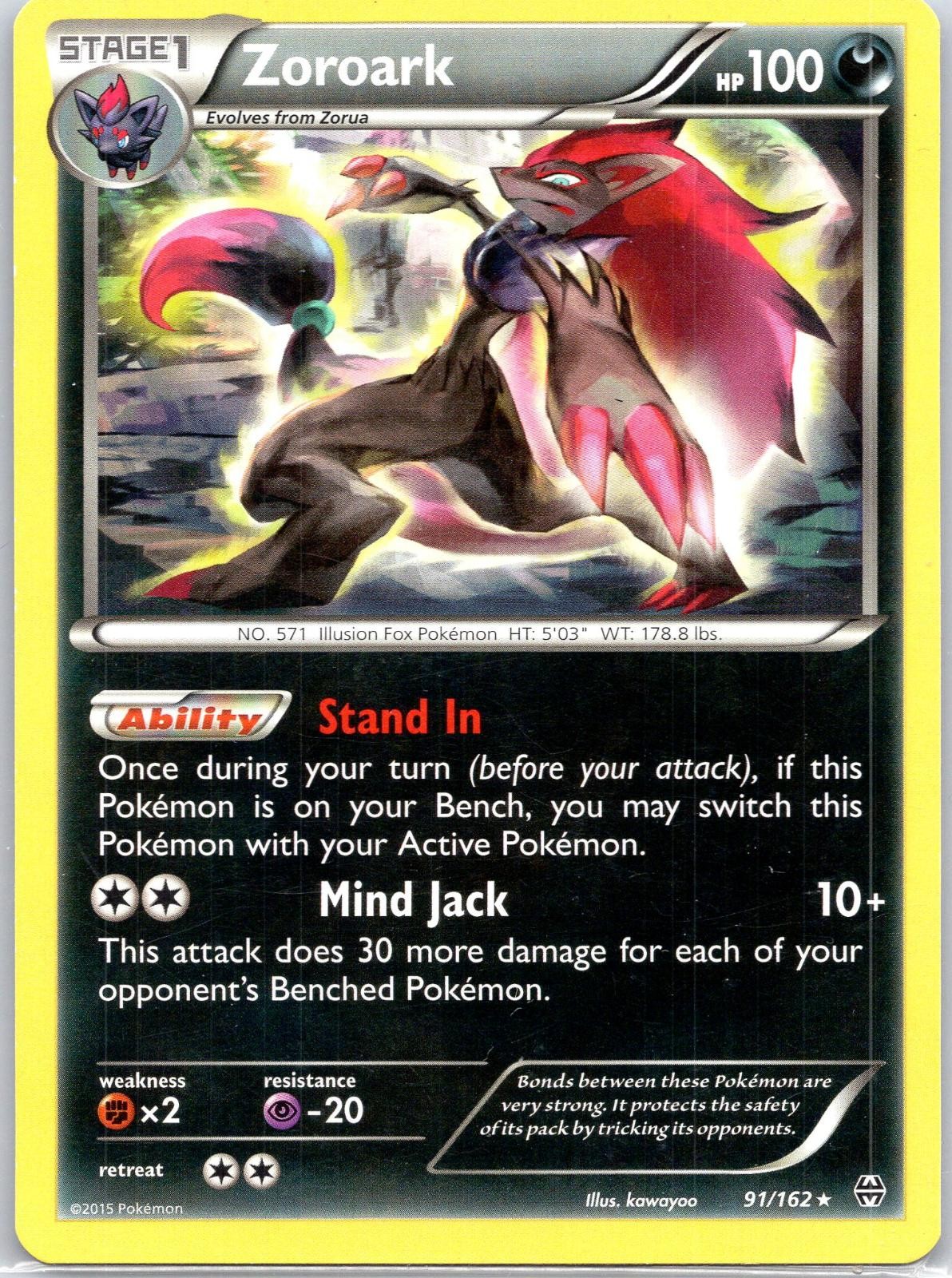 Zoroark 91/162 Holo Rare BREAKthrough Pokemon Lightly Played