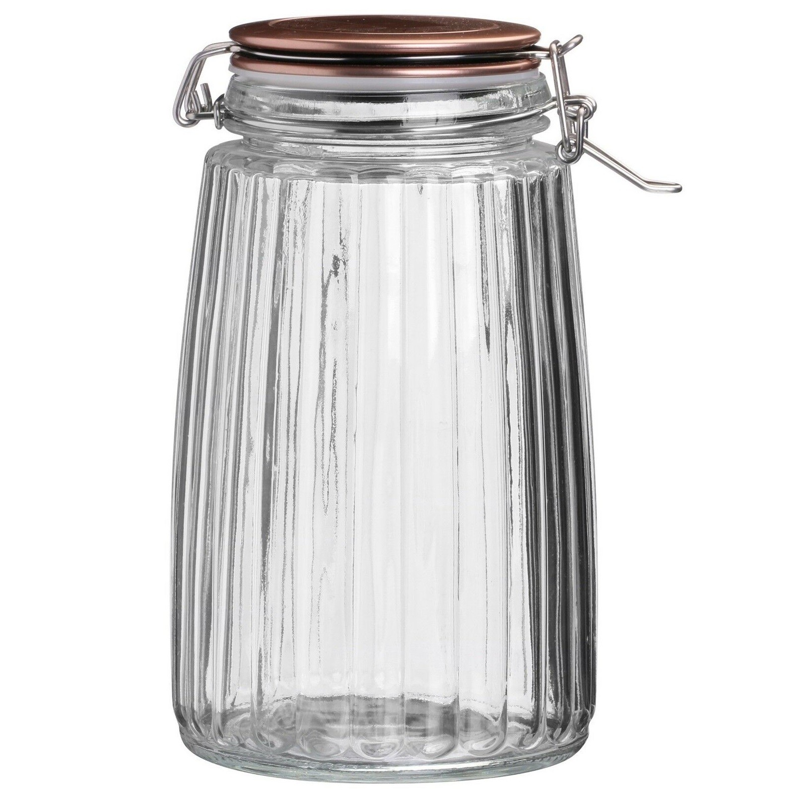 Storage Jar Glass 1.8L Airtight Copper Clip Top Lid Tea Rice Flour Preserve Jar