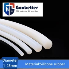 Silicone Rubber Round Strip Solid Sealing Strip Waterproof Non-slip Dia 1-25mm
