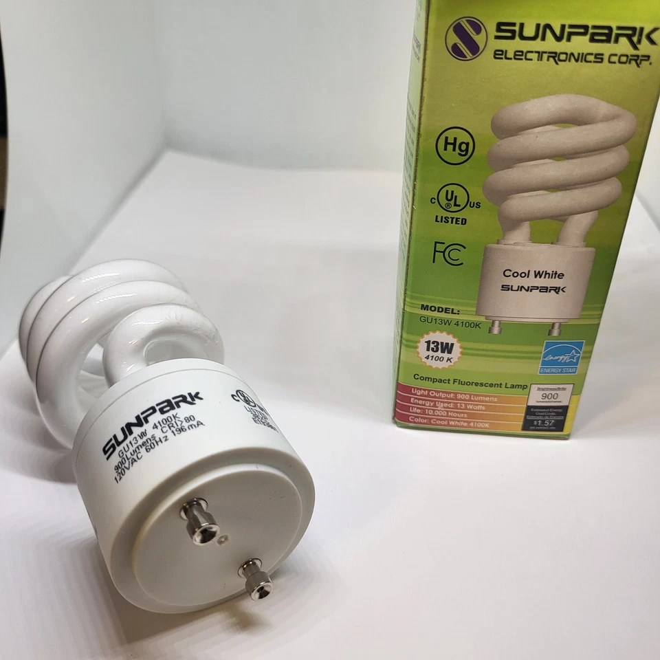 13 watt Twist and Lock Spiral CFL Light Bulb 13W watt = Sunpark Electronics 4pk - Image 2 of 4