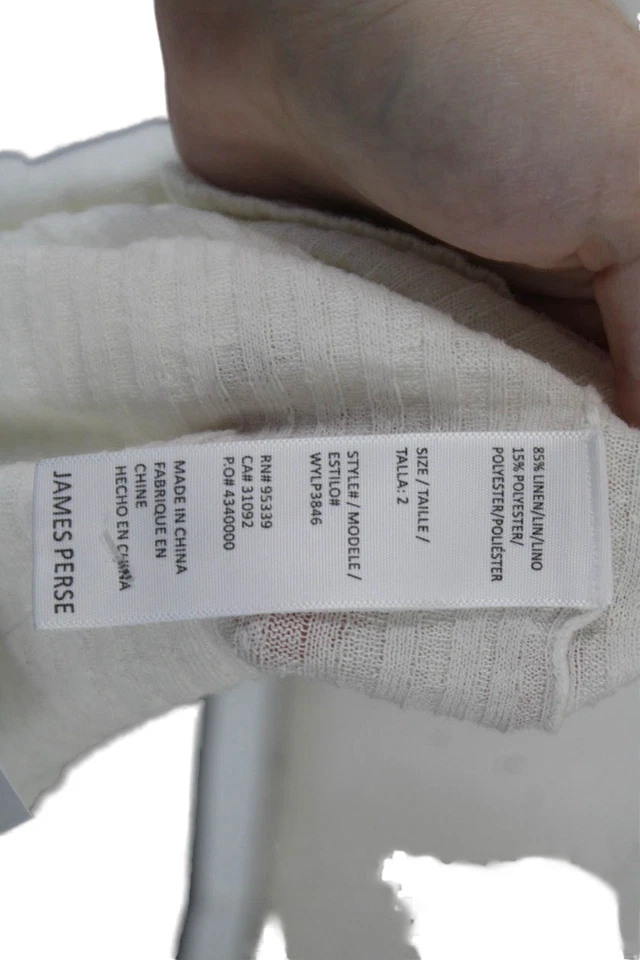 Suéter James Perse para mujer de lino con botones sin mangas blanco talla 2 Foto 4 de 4