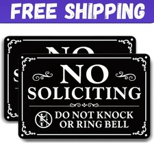 2 Pack No Soliciting Sign for Front Door,9 X 6 Inches Self-Adhesive No Solicitin