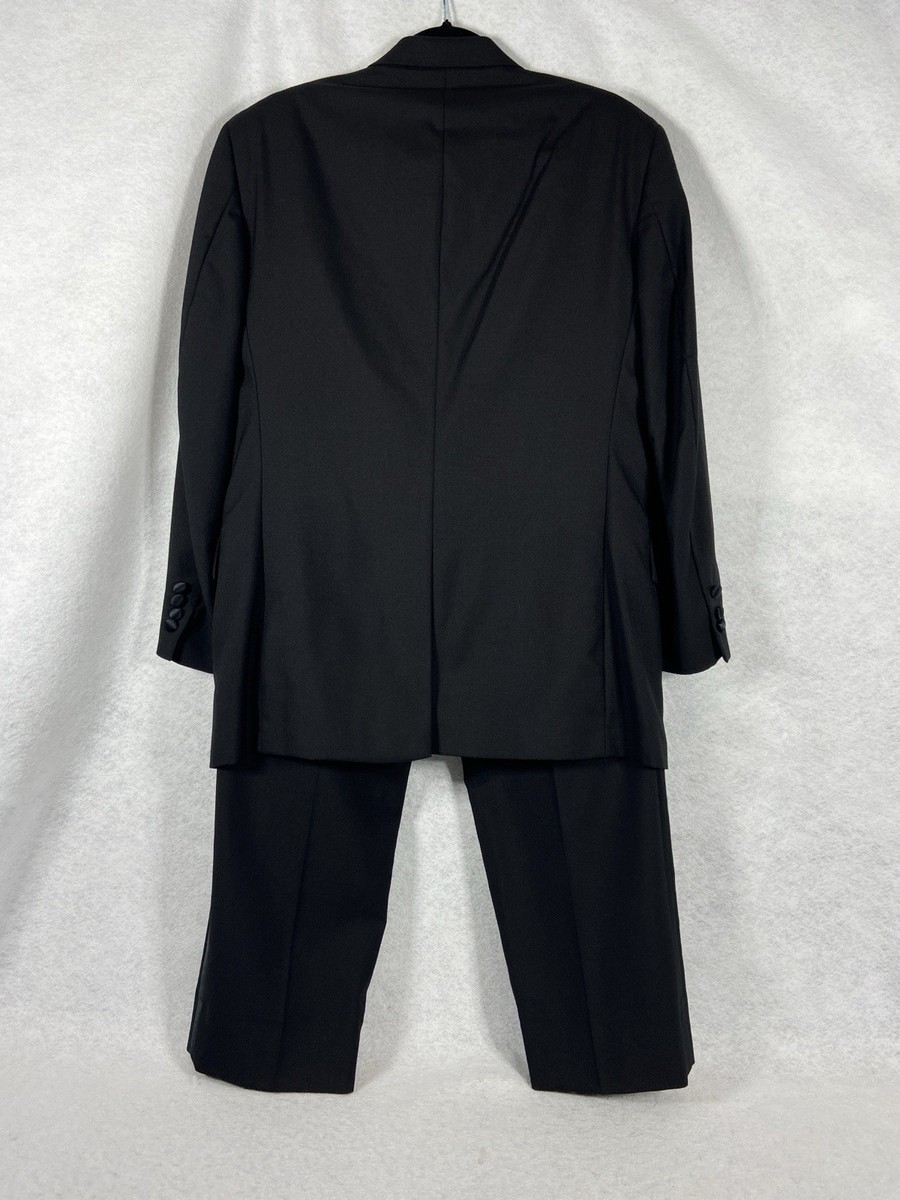 Jos A Bank 2PC Tuxedo Suit Mens 40R Black 100% Wool Notch