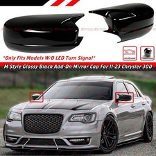 Fits 11-23 Chrysler 300 Horn Style Gloss Black Side Mirror Cover Cap Add-on