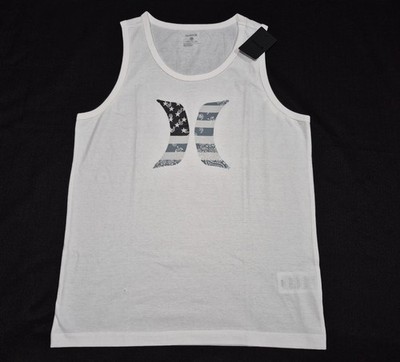 Hurley Men's Found Nation American  Icon Graphic  White Tank Top White
