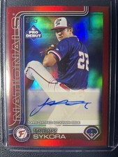 Travis Sykora 2025 Topps Pro Debut AUTO Red Foil /10 SSP #PD8 Nationals Prospect