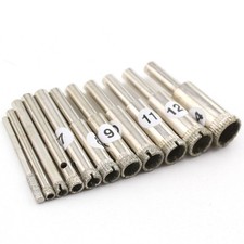 11 Pcs 1/8"-9/16" Diamond Core Drill Bits Hole Saw Set for Ceramic Glass Tile