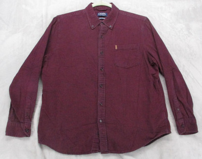 Chaps Performance Shirt Mens XL Red Twill Long Sleeve Button Down Cotton Casual