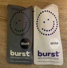Set of 2 BURST Electric Toothbrush Replacement Heads (Black + White) New Sealed