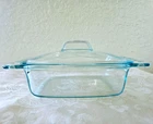 VTG PYREX 2 QT 1.9L BLUE TINT GLASS BAKING OVEN DISH & LID 12x8x3.5” C024 EASY G
