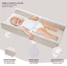 Organic Cotton Contoured Baby Changing Pad w/Waterproof Foam Mattress Natural