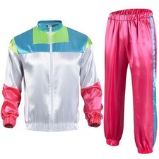 ✨80s✨90s✨Mens Shell Suit Costume Sport Tracksuit Neon Adult-Fancy Dress Outfit~