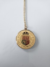 1956 gold  Queen Elizabeth Enamelled Half Crown Coin Pendant