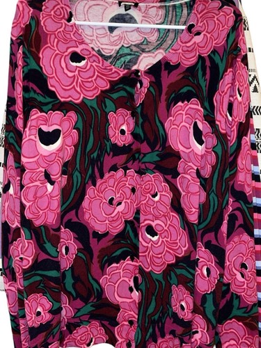 Talbots Damen rosa mehrfarbig Blumenmuster Langarm Knopfleiste Cardigan Übergröße 2X - Bild 5 von 6