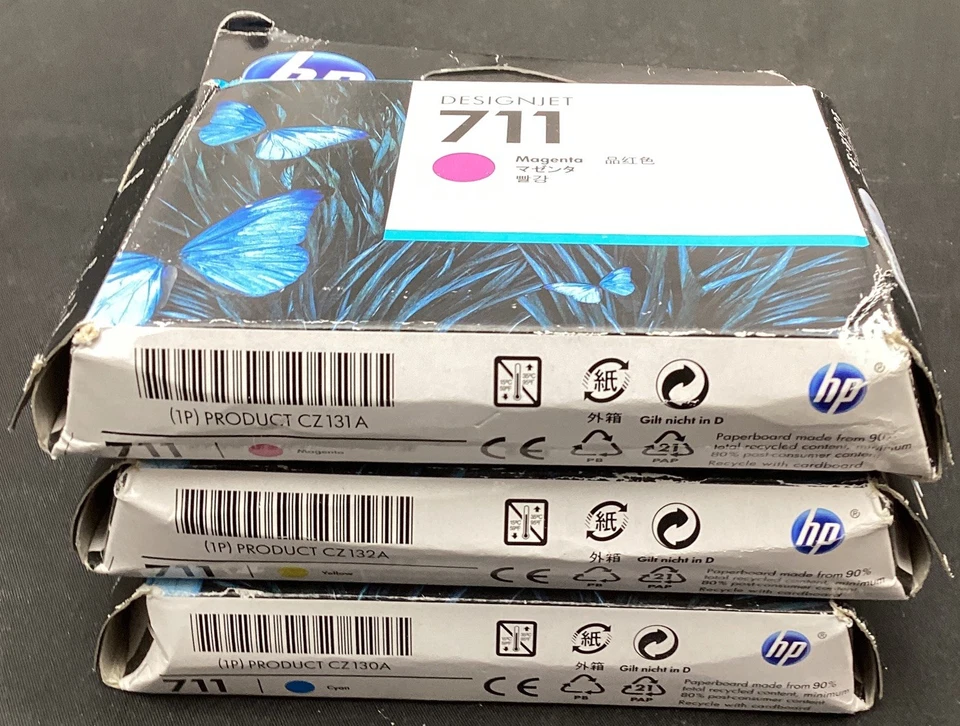 SET 3 HP 711 Ink Cartridges DESIGNJET T120 T520 - CZ131A CZ130A CZ132A - Image 3 of 4