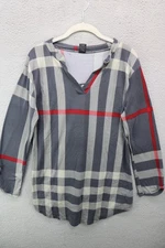 Win Win Long Sleeve Plaid Fleece Tunic-Size L/XL-Soft-Preppy-Academia