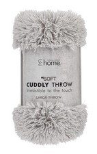 Image of Catherine Lansfield Cuddly Deep Pile 150x200cm Blanket Throw Silver Grey
