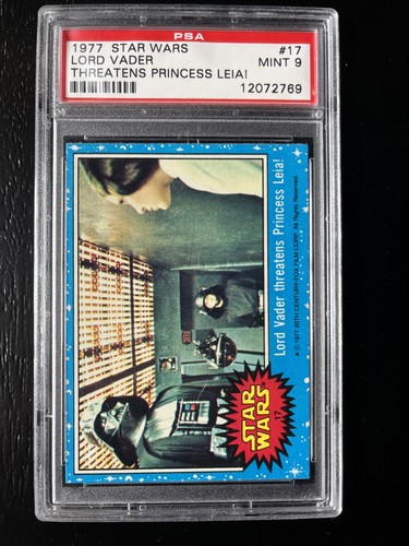 1977 Topps Star Wars #17 Lord Vader threatens Princess Leia! — PSA 9