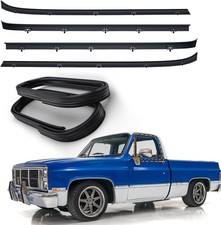 Truck Front Door Window Run Sweep Felts Weatherstrip Seals Kit Set for Chevy