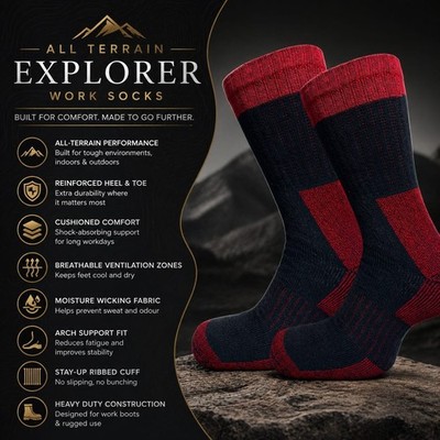 ZE Explorer Workwear Chunky Work Tech Dri Boot Socken | UK 3-14 | hohe Sichtbarkeit