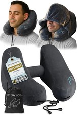 Air Inflatable Neck Pillow Traveling on Plane H-Shape Hooded Airplane Pillow
