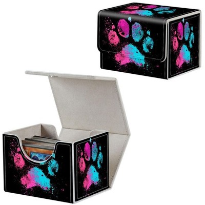 Card Deck Box for MTG, Fits 100+ Single Sleeved Cards, PU Leather Trading Car...