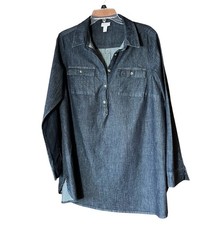 isabel Maternity Denim Shirt Size Large Collar Modern Pregnancy