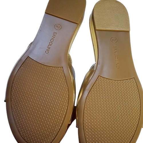 Bandolino Damengröße 7 mittlere Weite Kayla Keilabsatz überbackene Pantolette Sandale goldfarben - Bild 5 von 6