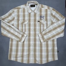 Howler Brothers Shirt Mens XL Tan Plaid H Bar B Snapshirt Western Pearl Snap