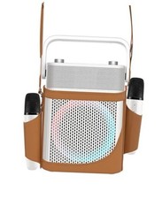 Karaoke Machine with 2 UHF Wireless Microphones with Leather Bag, IPX4 White