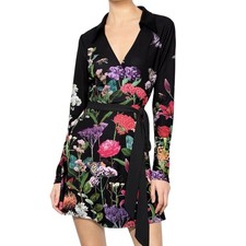 Alice + Olivia Millicent Floral Tie-Waist Fit Flare Minidress long sleeve 2 NWT