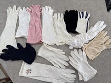 Lot of 13 Women  s Vintage Gloves Retro MCM Long Short Ruched Pearl Most Sz M
