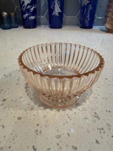 Anchor Hocking Queen Mary Pink Low Footed Sherbet Custard Cup Depression Glass