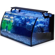 8 Gallon LED Glass Aquarium Starter Kit with Power Pump and Colored Light
