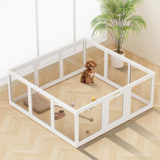 Clear Acrylic Dog Playpen Indoor, Puppy Cat Small Pet Play Pen, Pet Cat Foldable