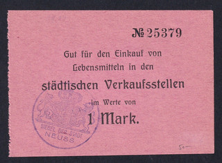 Neuss städtische Verkaufsstellen 1 Mark für den Einkauf von Lebensmittel