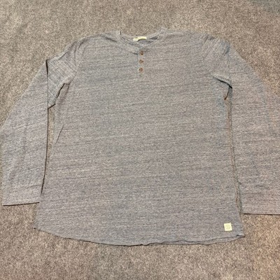 Marine Layer Shirt Mens Large Blue Henley Long Sleeve E-Spun Casual