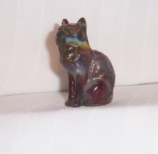 Vintage Mosser Smoke Slag Sitting Cat #101 Glass Figurine Cambridge OH
