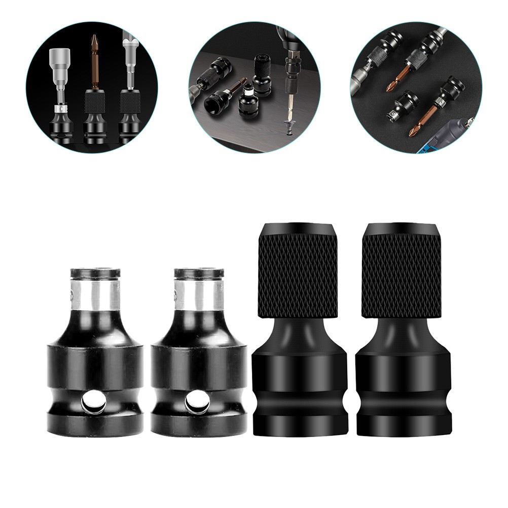 4pcs Drill To Socket Adapter Impact Wrench Converter 1/2 Inch Square Drive Set