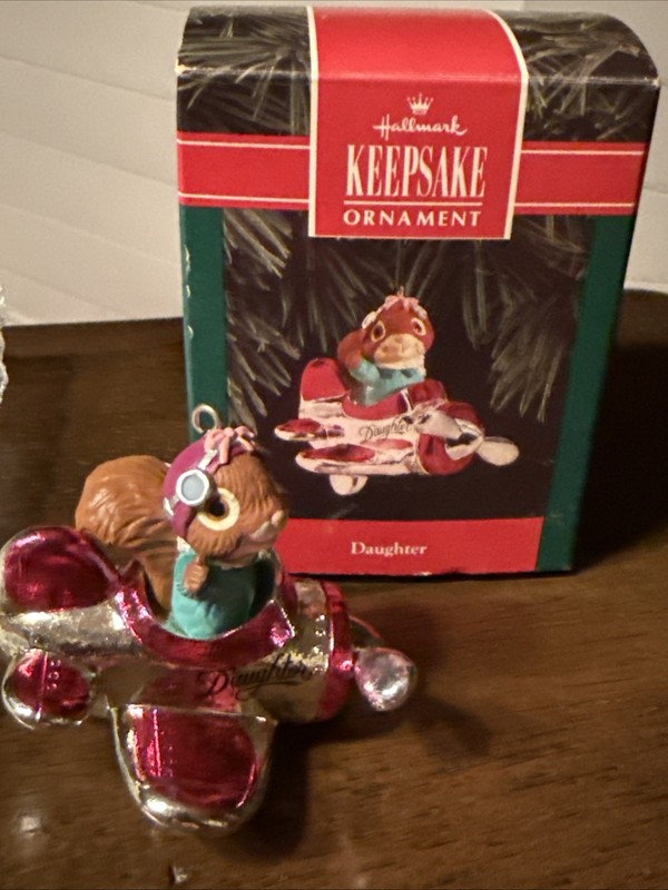 Vintage 1992 Hallmark Keepsake Ornament/Daughter/ Squirrel Flying an Airplane
