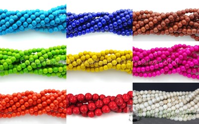 Wholesale 3 Strands Howlite Turquoise Gemstone Round Loose Beads 4mm 6mm 8mm 16''