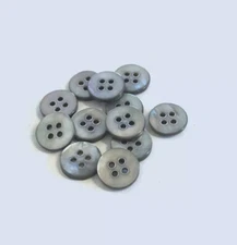 12 Buttons Dark Gray Iridescent Natural Real Shell 4-Hole Sewing 11 mm #SH18