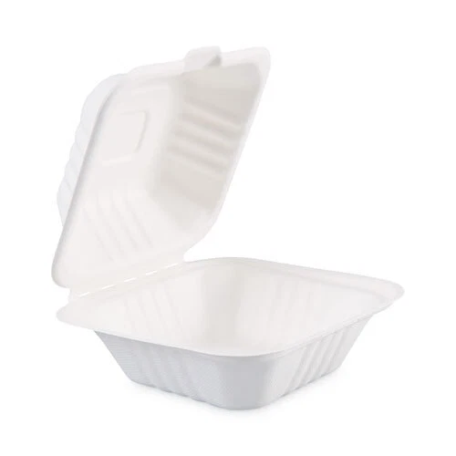 Compostable Biodegradable Bagasse Clamshell Takeaway Food 6"x6" Burger Box