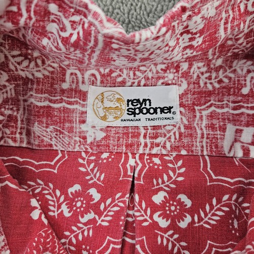 Reyn Spooner Shirt Hawaiian Aloha Shirt Pullover Nene Flag Mens Large Red - Picture 6 of 11
