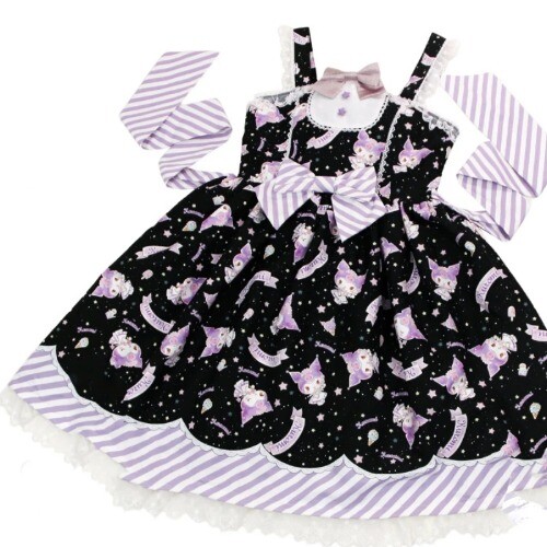 Sweet Lolita Cartoon Print Princess Dress Women Cute Bow Lace Party Strap Dress - Bild 7 von 22