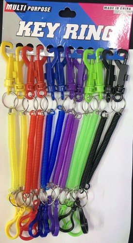 Retractable Spiral Stretchy Elastic Coil Keyring Key Chain Ring Plastic - Picture 3 of 5