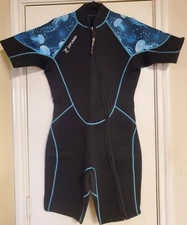 Nwot Zifumei Size XXLarge Black & Blue Shorty Short Body Diving Wet Suit Jellyfi